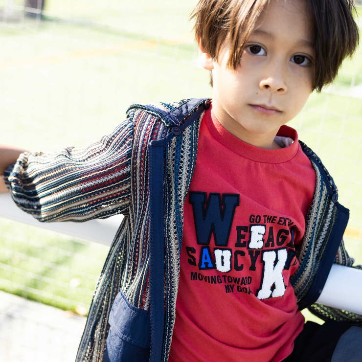 カラフルロゴパッチ刺しゅう天竺Tシャツ(100~160cm) | WASK | 詳細画像5 