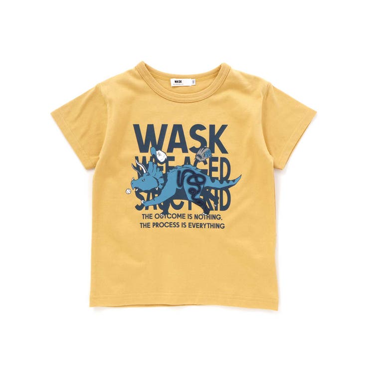 イエロー | 【速乾】WASKサル×恐竜天竺Tシャツ(80~160cm) | WASK