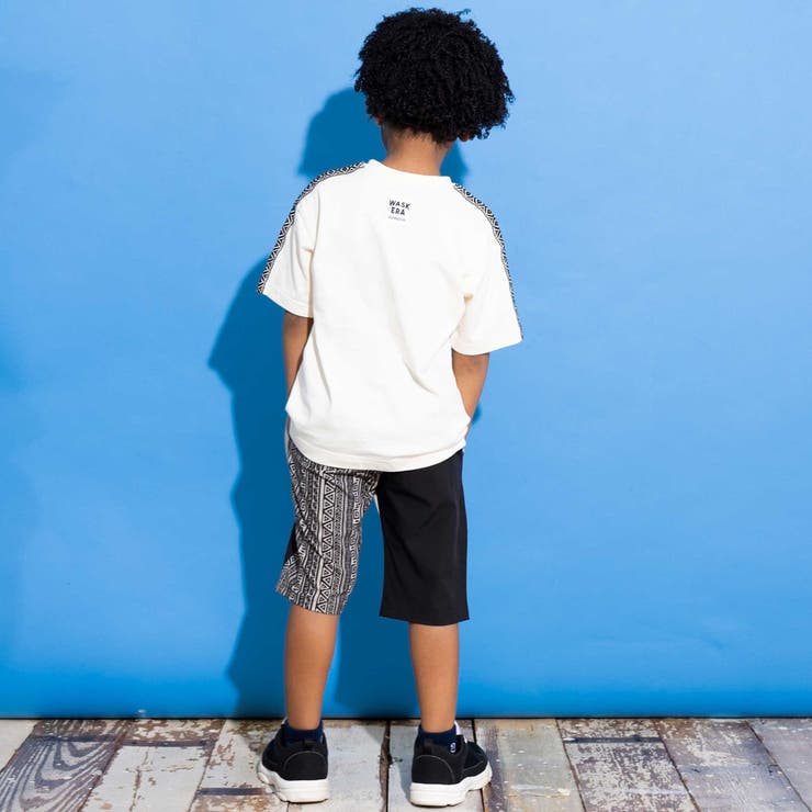 【速乾】【お揃い】袖柄テープ天竺Tシャツ(100~160cm) | WASK | 詳細画像4 