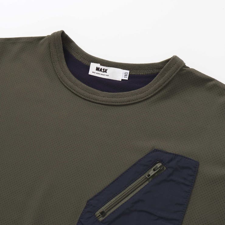 ファスナーポケット配色速乾メッシュTシャツ[品番：BEBK0011054