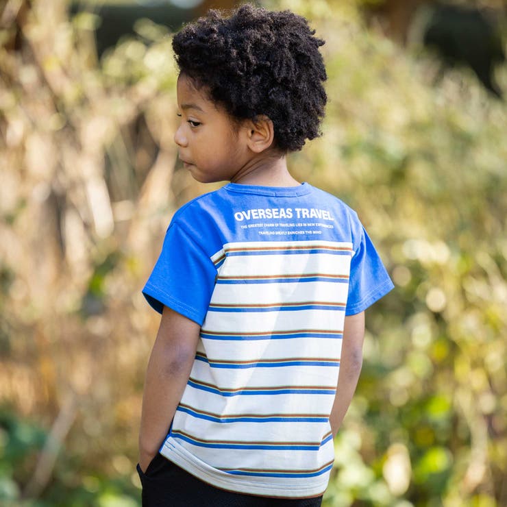 【接触冷感】マルチボーダー切り替えTシャツ(100~160cm) | WASK | 詳細画像4 