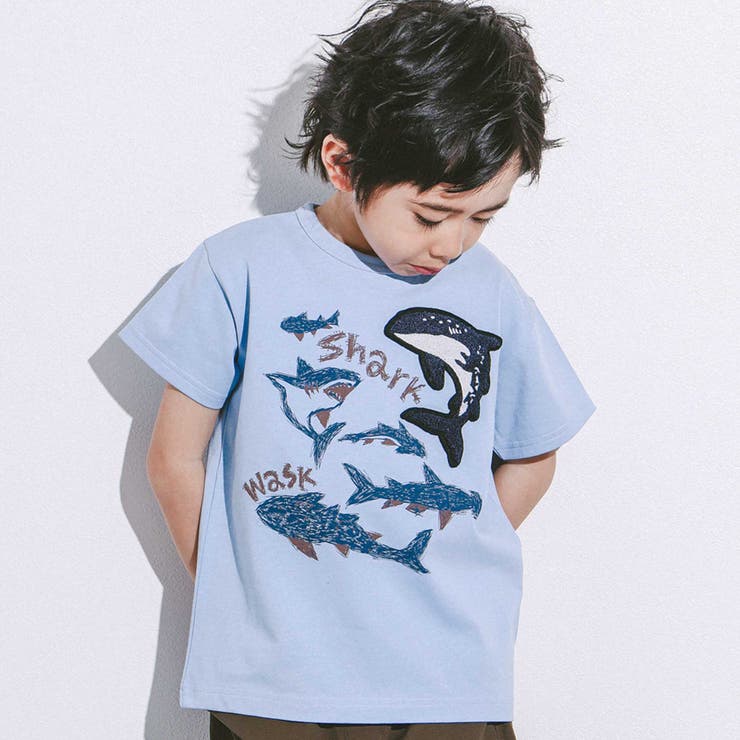 ブルー | 【接触冷感】WASKシャークTシャツ(100~160cm) | WASK