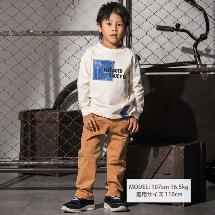 デニム風プリントバスク天竺BIGTシャツ(110~160cm) | WASK | 詳細画像2 