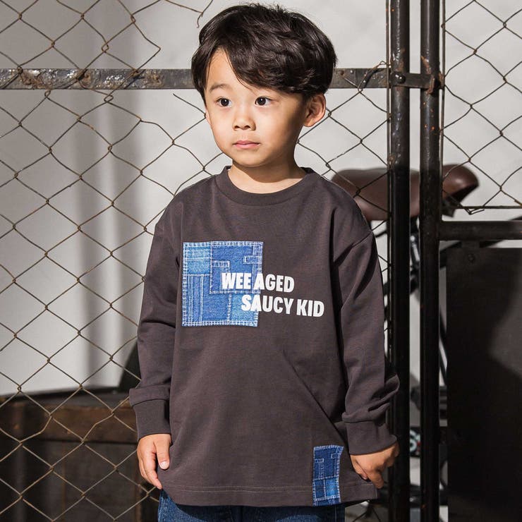 グレー | デニム風プリントバスク天竺BIGTシャツ(110~160cm) | WASK