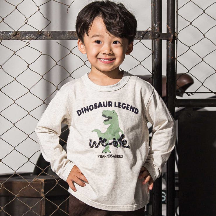 オフホワイト | 恐竜コード刺しゅうロゴTシャツ(80~140cm) | WASK