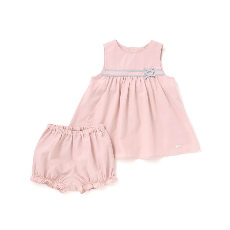 ピンク | 配色リボンテープべビースーツ（70～90cm） | Tartine et Chocolat