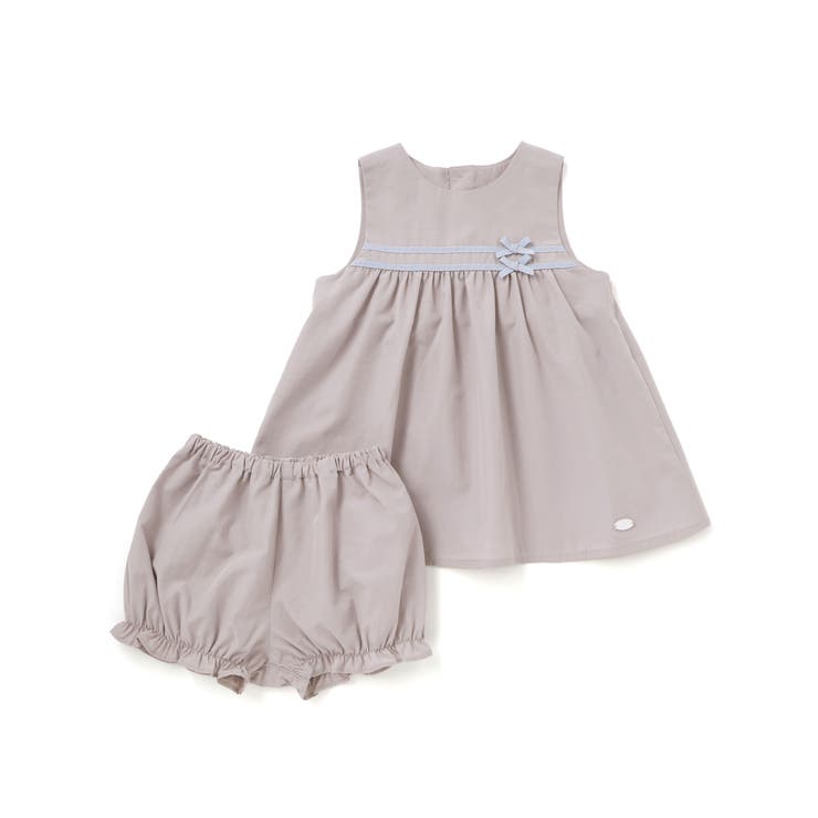 グレー | 配色リボンテープべビースーツ（70～90cm） | Tartine et Chocolat