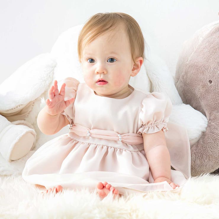 【日本製】シルデューサテン×オーガンジーパールベルトブルマ付きドレスベビー(70… | Tartine et Chocolat | 詳細画像1 