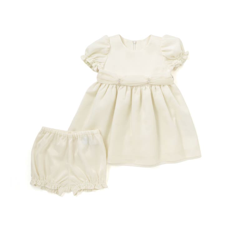 【日本製】シルデューサテン×オーガンジーパールベルトブルマ付きドレスベビー(70… | Tartine et Chocolat | 詳細画像17 