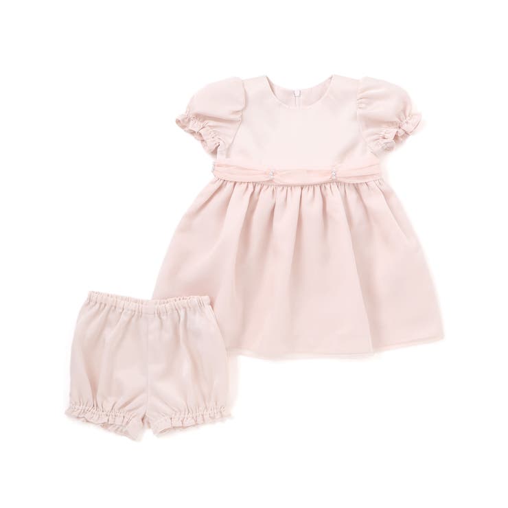 【日本製】シルデューサテン×オーガンジーパールベルトブルマ付きドレスベビー(70… | Tartine et Chocolat | 詳細画像4 