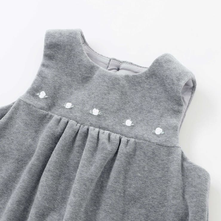 【日本製】バラ刺しゅうベロアワンピースブルマ付きベビー(70-90cm) | Tartine et Chocolat | 詳細画像10 