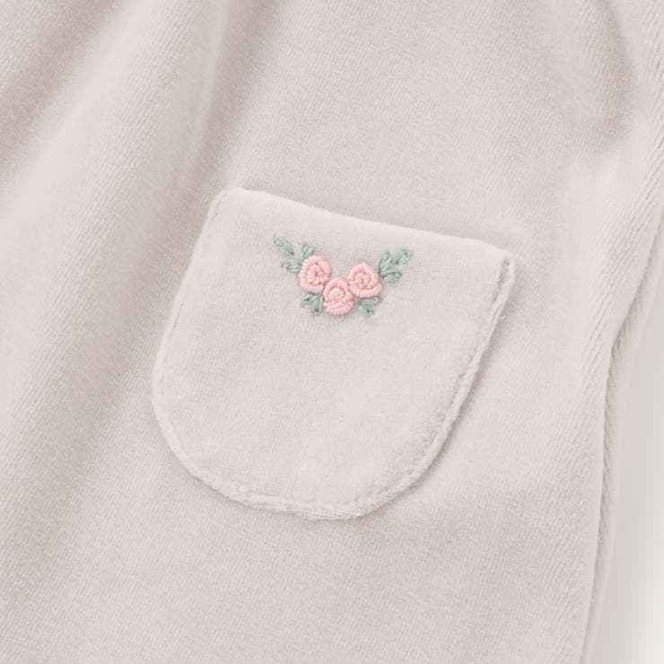 【日本製】バラ刺しゅうベロアワンピースブルマ付きベビー(70-90cm) | Tartine et Chocolat | 詳細画像7 