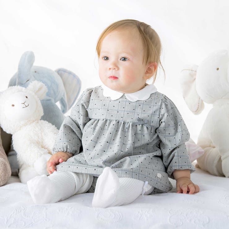 【日本製】【お揃い】チェックフロッキードットワンピースブルマ付きベビー(70~9… | Tartine et Chocolat | 詳細画像1 