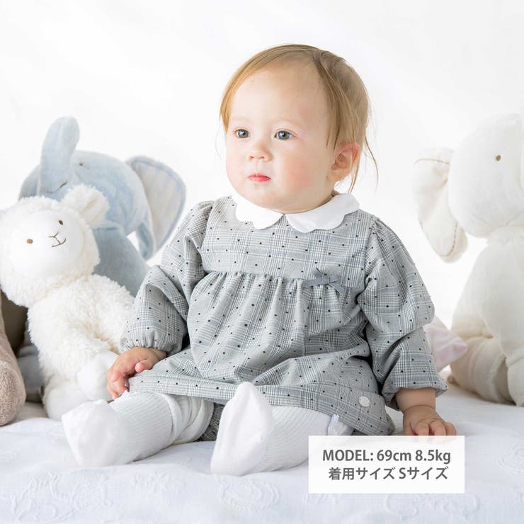 【日本製】【お揃い】チェックフロッキードットワンピースブルマ付きベビー(70~9… | Tartine et Chocolat | 詳細画像2 