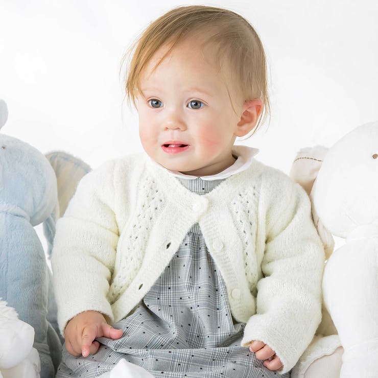 【お揃い】フロント編地の前ボタン長袖カーディガンベビー(70~90cm) | Tartine et Chocolat | 詳細画像1 