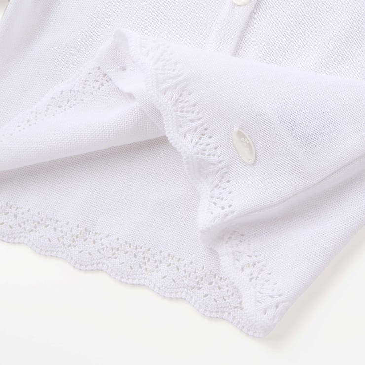 【日本製】【お揃い】ドラロン綿飾り編み長袖カーディガン(70-90cm) | Tartine et Chocolat | 詳細画像6 