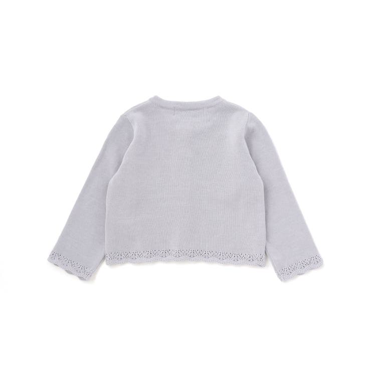 【日本製】【お揃い】ドラロン綿飾り編み長袖カーディガン(70-90cm) | Tartine et Chocolat | 詳細画像8 