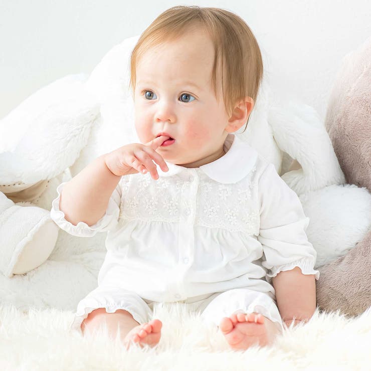 ホワイト | 【日本製】襟付きレースカバーオールベビー（70～80cm） | Tartine et Chocolat