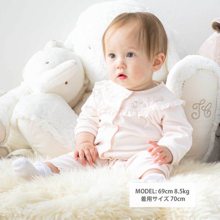 小花刺しゅうベロアフリルカバーオールベビー(70-80cm) | Tartine et Chocolat | 詳細画像2 