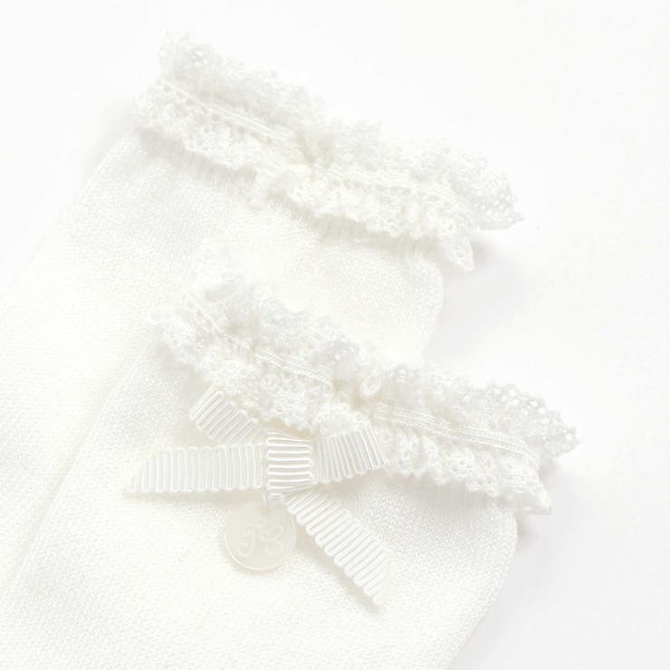 【日本製】【お揃い】コットンシルケットレースリボンソックスベビー(8~13cm) | Tartine et Chocolat | 詳細画像2 