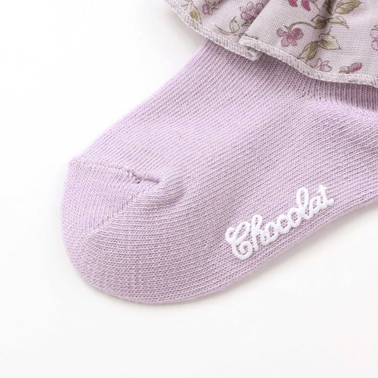 【日本製】【お揃い】すみれ花プリントサテンリボンソックスベビー（8～13cm） | Tartine et Chocolat | 詳細画像4 