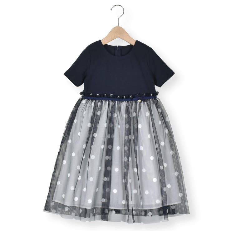 【日本製】ベアテレコドットチュールニットワンピース(90~140cm) | Tartine et Chocolat | 詳細画像5 