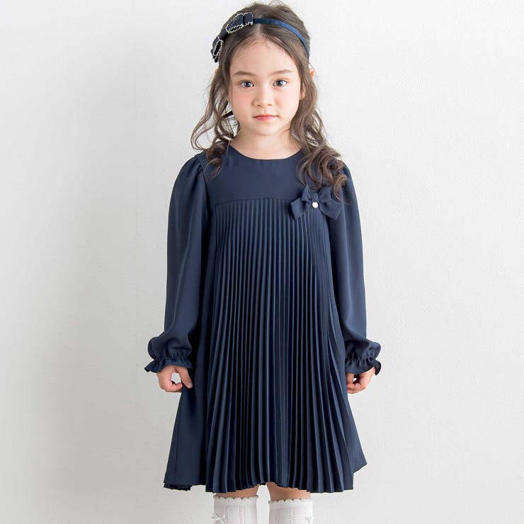 ソフトストレッチジョーゼットプリーツワンピース(100~130cm)[品番