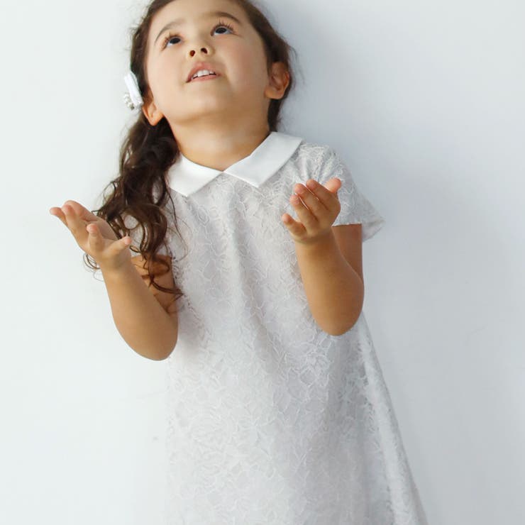 グレー系 | 【日本製】片耳スカラコードレースワンピース(110~130cm) | Tartine et Chocolat