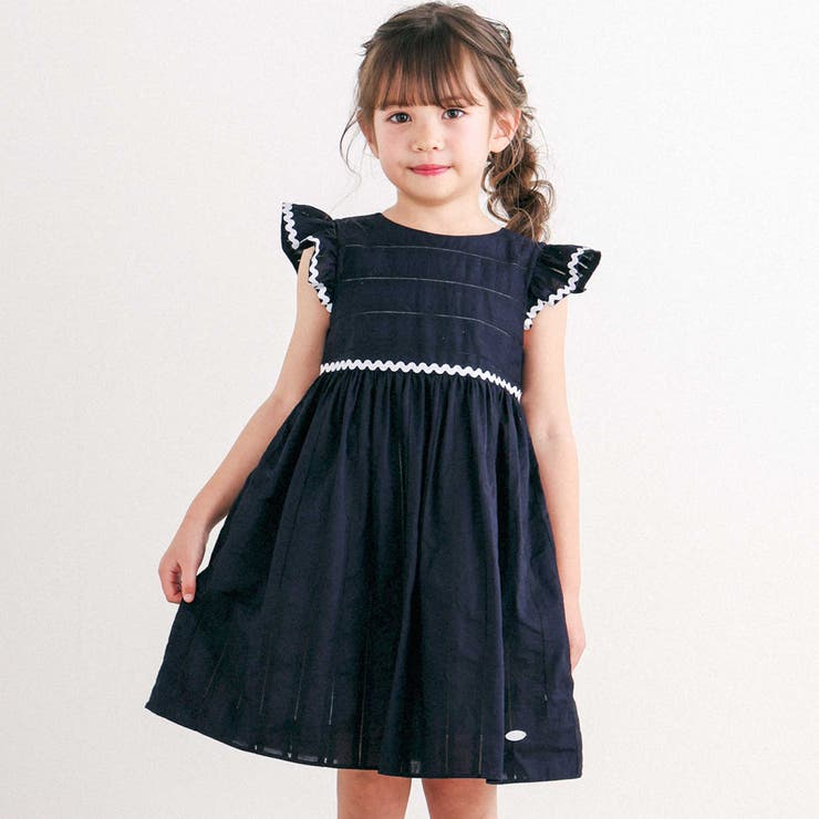 ネイビー | オーガニックコットンストライプワンピース | Tartine et Chocolat