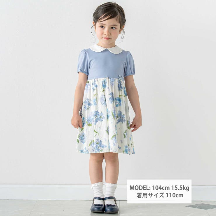 リバティMARINA S MEADOW丸襟半袖切り替えワンピース | Tartine et Chocolat | 詳細画像2 