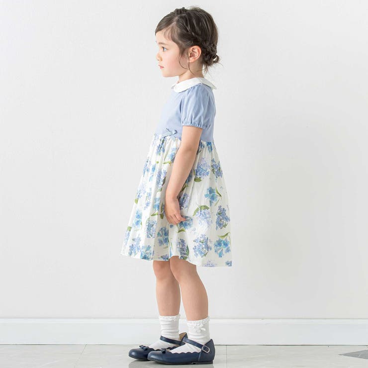 リバティMARINA S MEADOW丸襟半袖切り替えワンピース | Tartine et Chocolat | 詳細画像3 