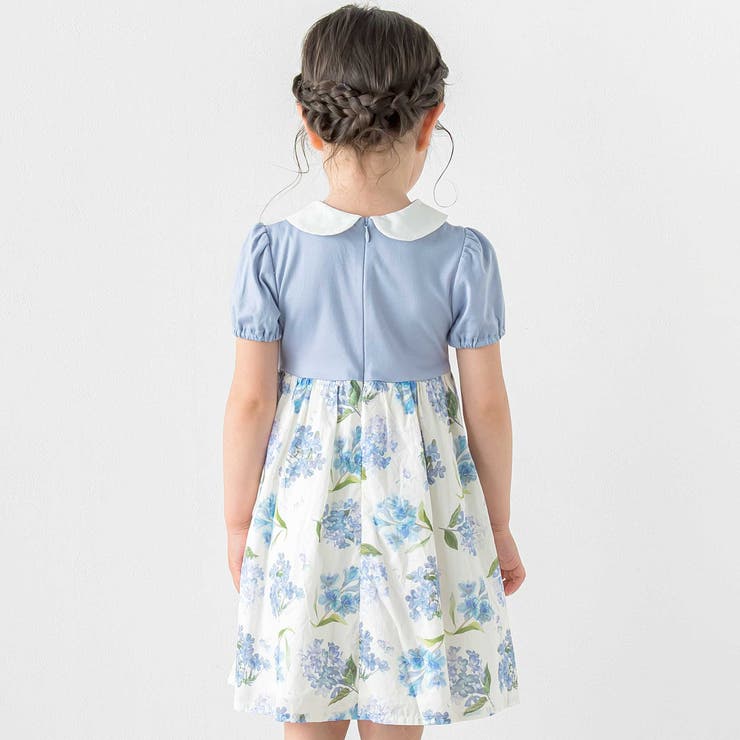 リバティMARINA S MEADOW丸襟半袖切り替えワンピース | Tartine et Chocolat | 詳細画像4 