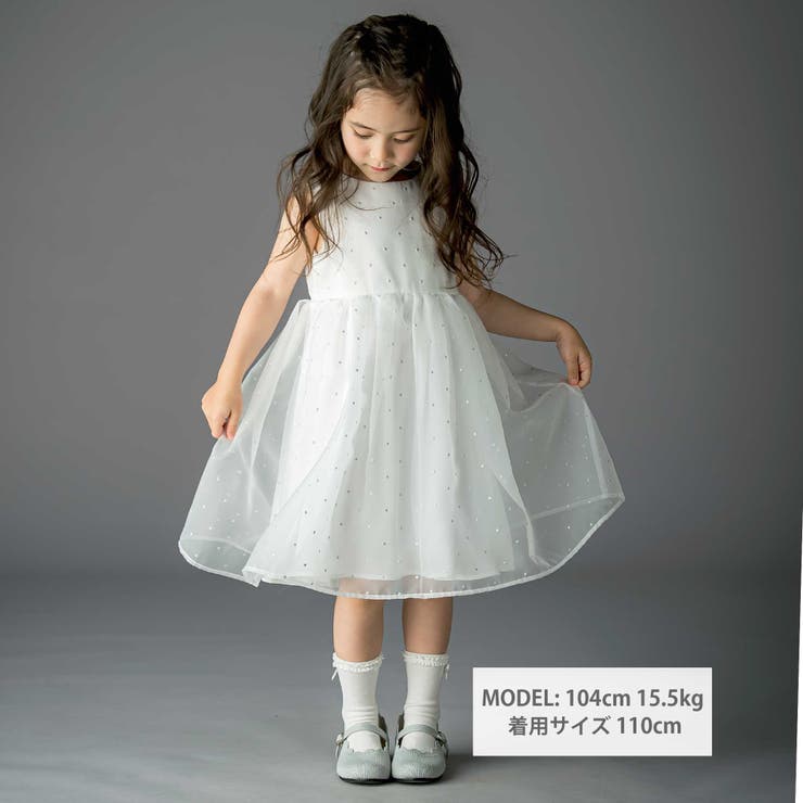 【日本製】サテン×マットオーガンジードットドレス(100～140cm) | Tartine et Chocolat | 詳細画像2 