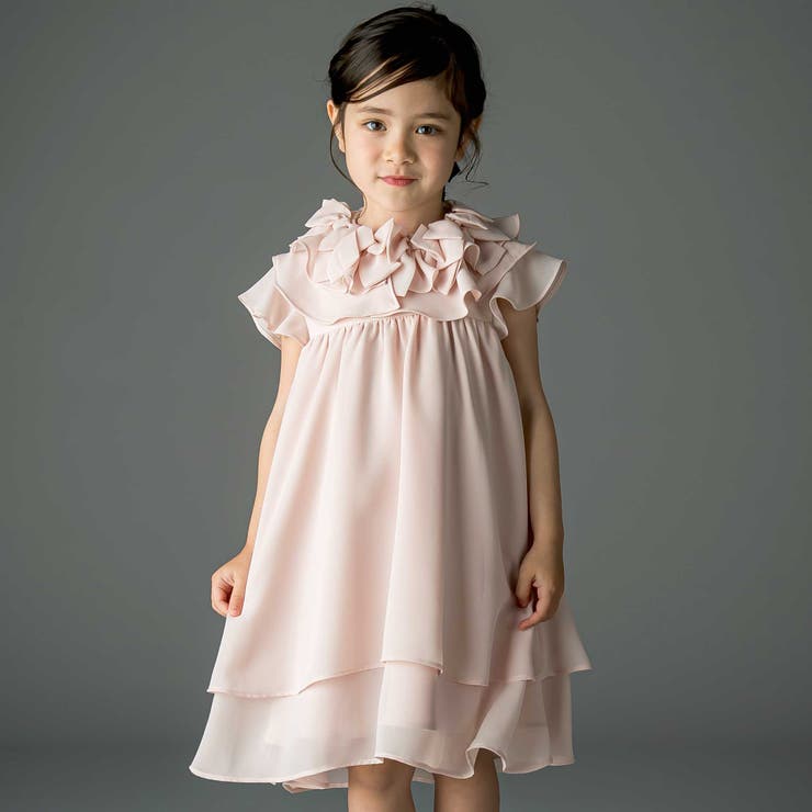 梨地リボン付け襟2WAYドレス(90～130cm) | Tartine et Chocolat | 詳細画像1 