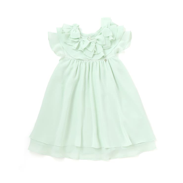 グリーン | 梨地リボン付け襟2WAYドレス(90～130cm) | Tartine et Chocolat