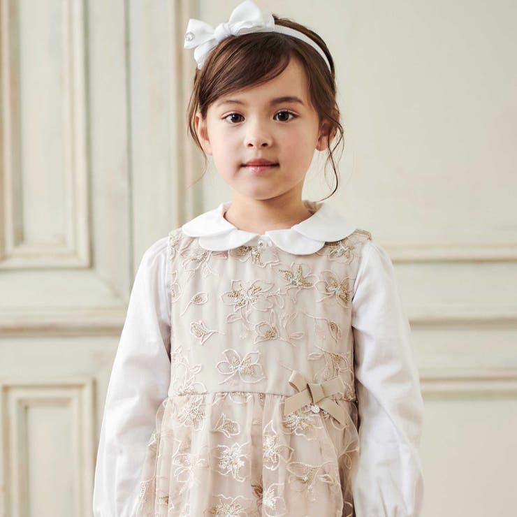 【日本製】チュール花柄刺しゅうジャンパースカート(110~130cm) | Tartine et Chocolat | 詳細画像3 