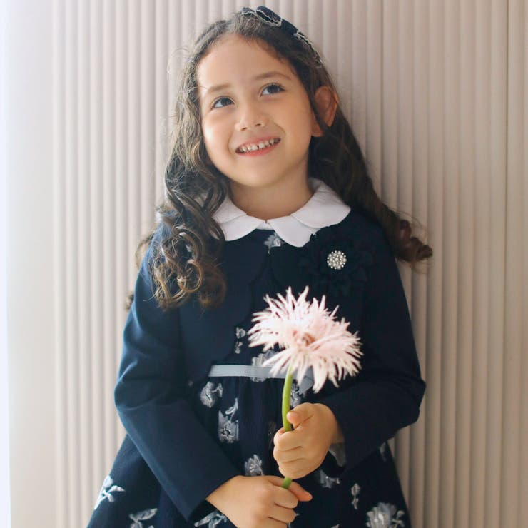 ネイビー | ストレッチポンチスカラップジャケット(110~130cm) | Tartine et Chocolat