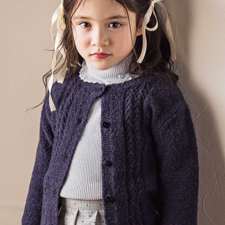 【お揃い】フロント編地の前ボタン長袖カーディガン(100~140cm) | Tartine et Chocolat | 詳細画像5 