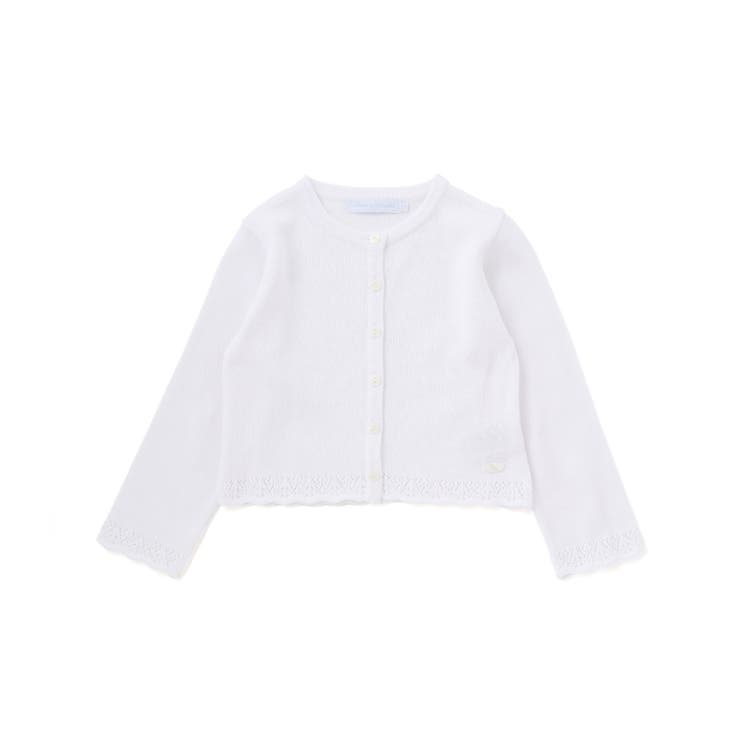 【日本製】【お揃い】ドラロン綿飾り編み長袖カーディガン(100~140cm) | Tartine et Chocolat | 詳細画像4 