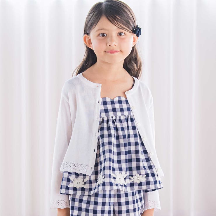 ホワイト | 【日本製】【お揃い】ドラロン綿飾り編み長袖カーディガン(100~140cm) | Tartine et Chocolat