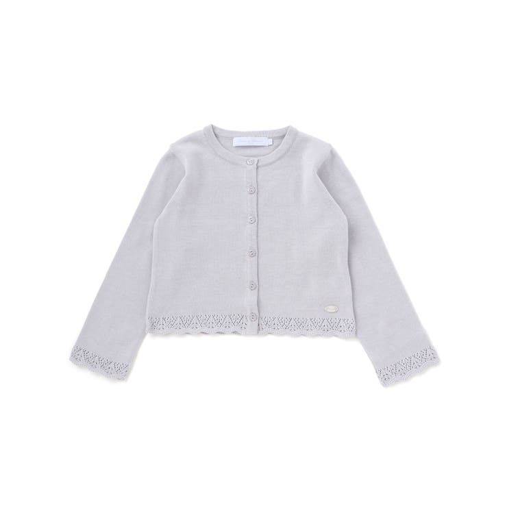 グレー | 【日本製】【お揃い】ドラロン綿飾り編み長袖カーディガン(100~140cm) | Tartine et Chocolat