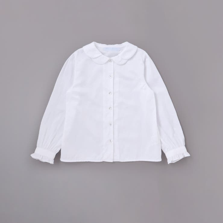 ホワイト | 袖口フリルサテン長袖ブラウス(110~130cm) | Tartine et Chocolat