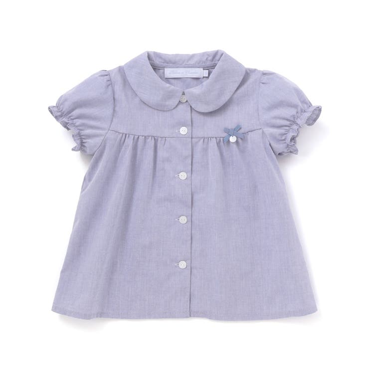 ブルー | コットンシャンブレー襟付きパフスリーブブラウス(100~140cm) | Tartine et Chocolat