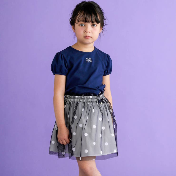 【日本製】ドットチュールニットスカート(100~140cm) | Tartine et Chocolat | 詳細画像4 