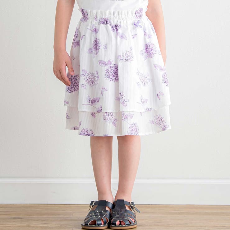 パープル系 | 【日本製】【お揃い】オーガニックコットンフラワープリントスカート(90～140c… | Tartine et Chocolat