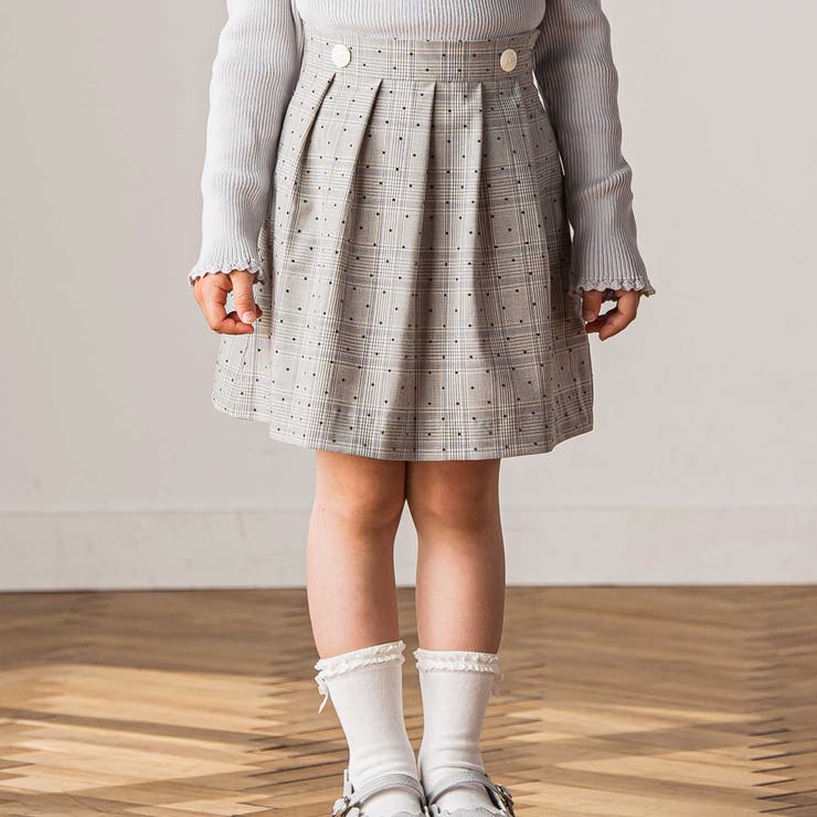 【日本製】【お揃い】チェックフロッキードットスカート(100~140cm) | Tartine et Chocolat | 詳細画像1 