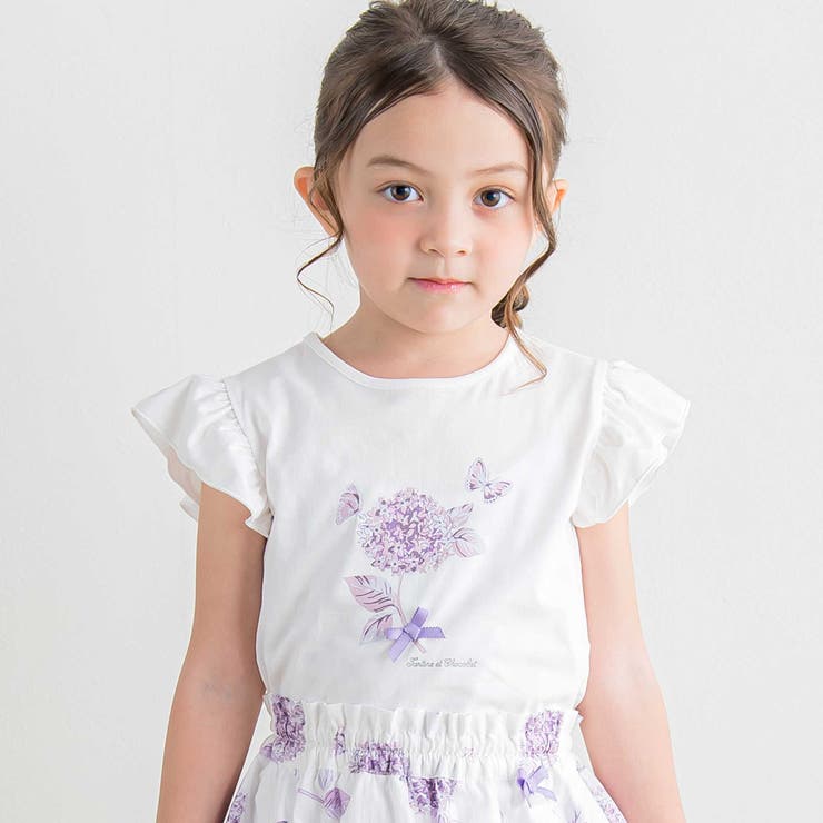 フラワープリント袖フリルTシャツ(90～140cm) | Tartine et Chocolat | 詳細画像6 