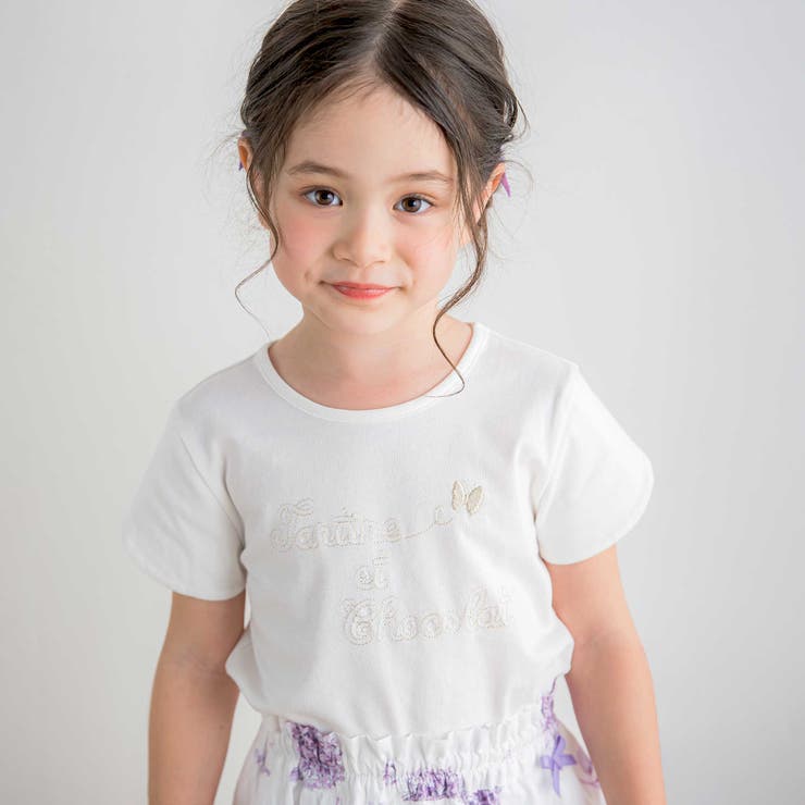 バタフライロゴ刺しゅうTシャツ(90～140cm) | Tartine et Chocolat | 詳細画像1 