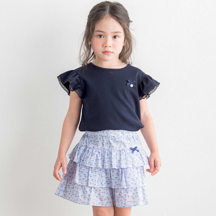 トーションレース袖フリルTシャツ(90～140cm) | Tartine et Chocolat | 詳細画像3 