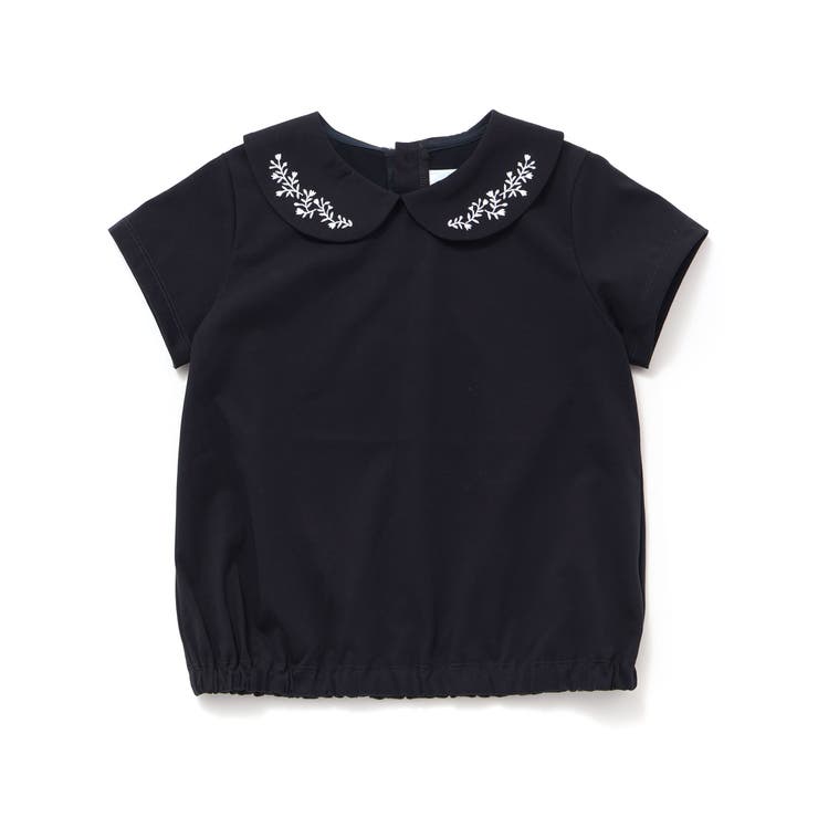 丸襟刺しゅう半袖Tシャツ(90～140cm)[品番：BEBK0010997]｜Tartine et